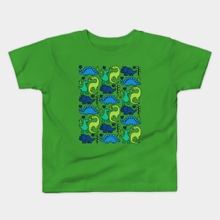 Blue and Green Dinosaurs Kids T-Shirt